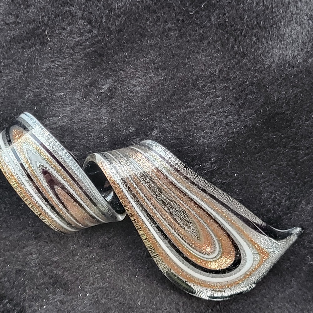 art glass pendant swirled copper silver‎ neutral tones
